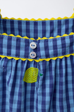 ZARA Х CASA LAWA ТОП В КЛЕТКУ ВИШИ С ВЫШИВКОЙ «ЛИМОНЫ», ЯРКО-СИНИЙ