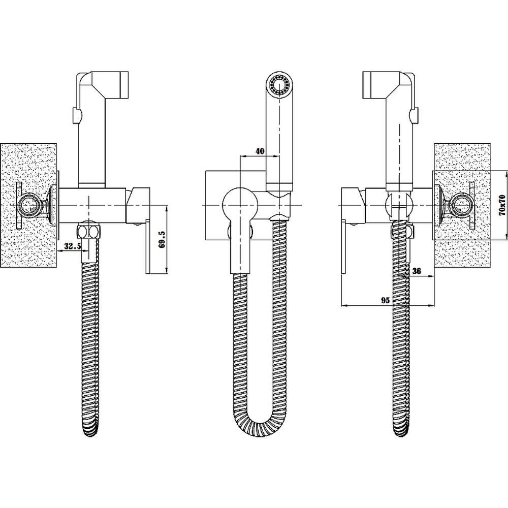 СМЕСИТЕЛЬ Д/ДУША ESKO СКР.МОНТАЖА SMH06 C ГИГ.ДУШЕМ BLACK
