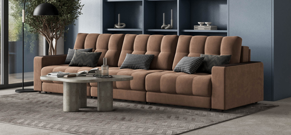 Диван Босс Гранд Велюр Монолит мокко