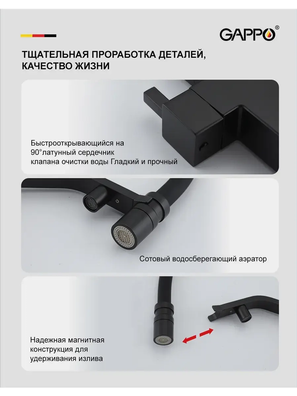Смеситель для кухни с подключением к фильтру Gappo G4395-66