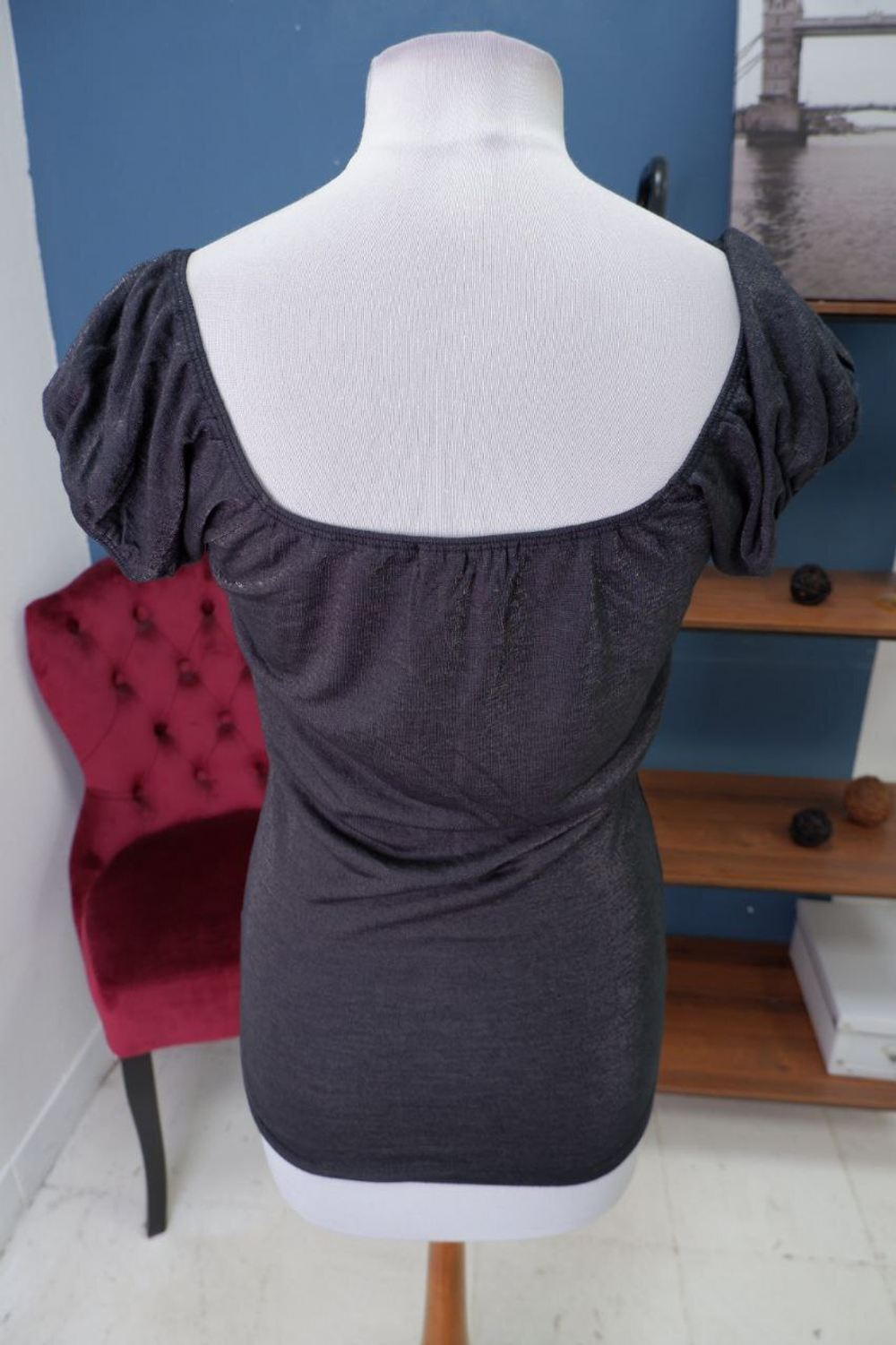 Блуза Ichi черная блестящая 46 размер