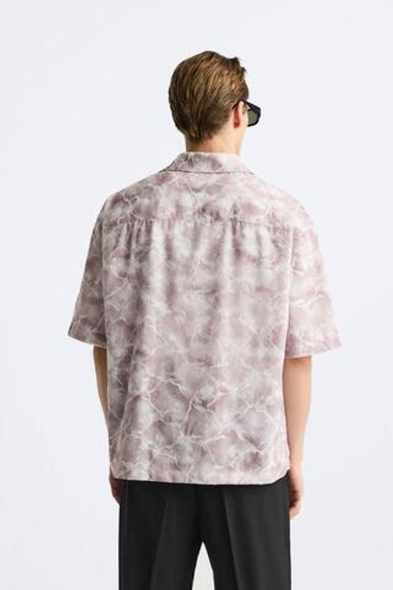 ZARA РУБАШКА С ПРИНТОМ TIE-DYE, ЛИЛОВЫЙ