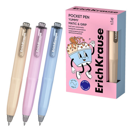 Ручка шар. EK автомат. Poсket Pen Matic&Grip Yummy 0,5мм, синяя