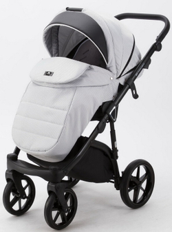 Детская коляска Adamex Bibione 2 в 1 BI-TSB11 (СВ.СЕР.ЖАКАРД+ЧЕРН.КОЖА)