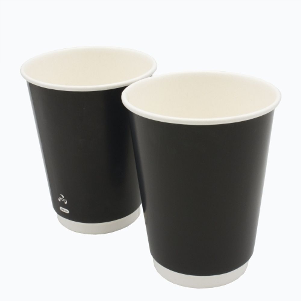 Стаканы бумажные двухслойные 300/355мл DW12 черные (25/500шт)