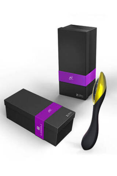 Вибратор ZINI RAN черного цвета с золотыми вставками