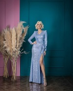 13-02-24 FW Платье в пол с пайетками голубое XL