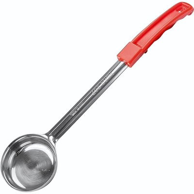 Половник «Проотель» с красной пластиковой ручкой - 37 см. (Цвет: серебристый)