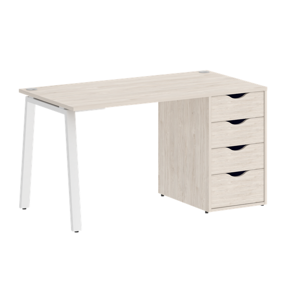 Home Office Стол письменный VR.SP-3-138.4.A Денвер Светлый/Металл Белый 1380*720*750