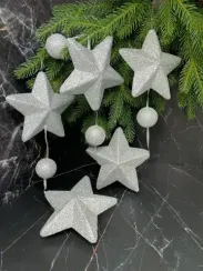 Гирлянда Звездопад 104 см., диаметр 13 см., серебряная, пенопласт, Christmas DeLuxe (89424)