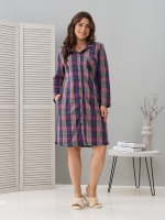 Туника Д-119/клетка-баклажан