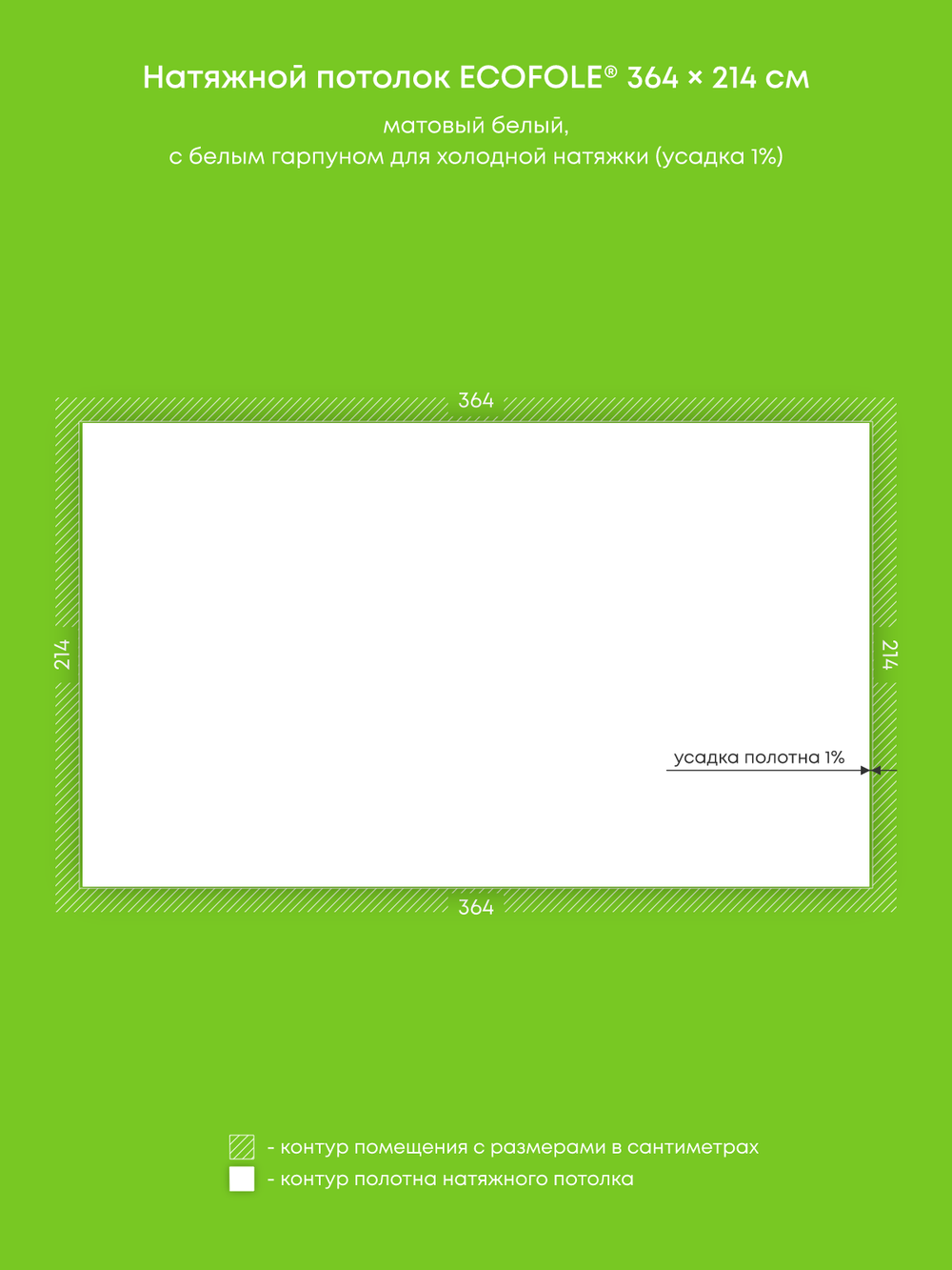 Матовый натяжной потолок 7.8 м2