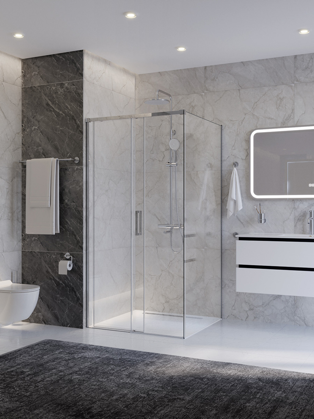 Душевой уголок Cezares PLANE-A-1-100-C-CR, 100х100х195, профиль хром, стекло прозрачное