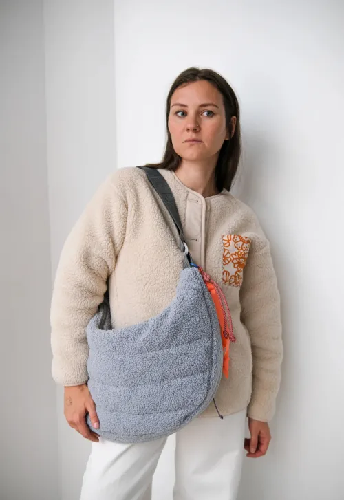 Сумка Aika Bags Долька Макси из барашков мышка с серым