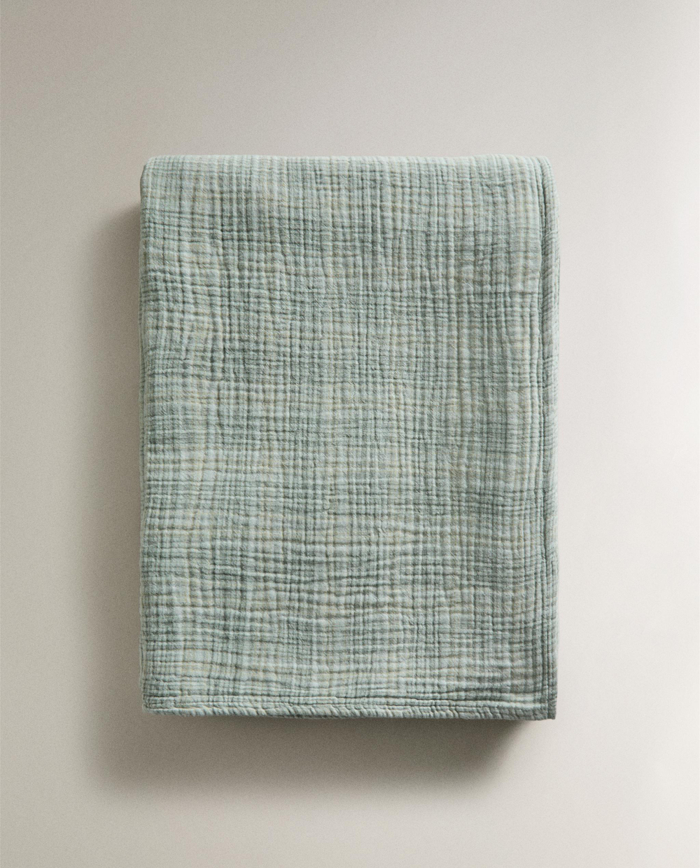 Zara Home плед из хлопка, зелёный, в клетку · 3196/004