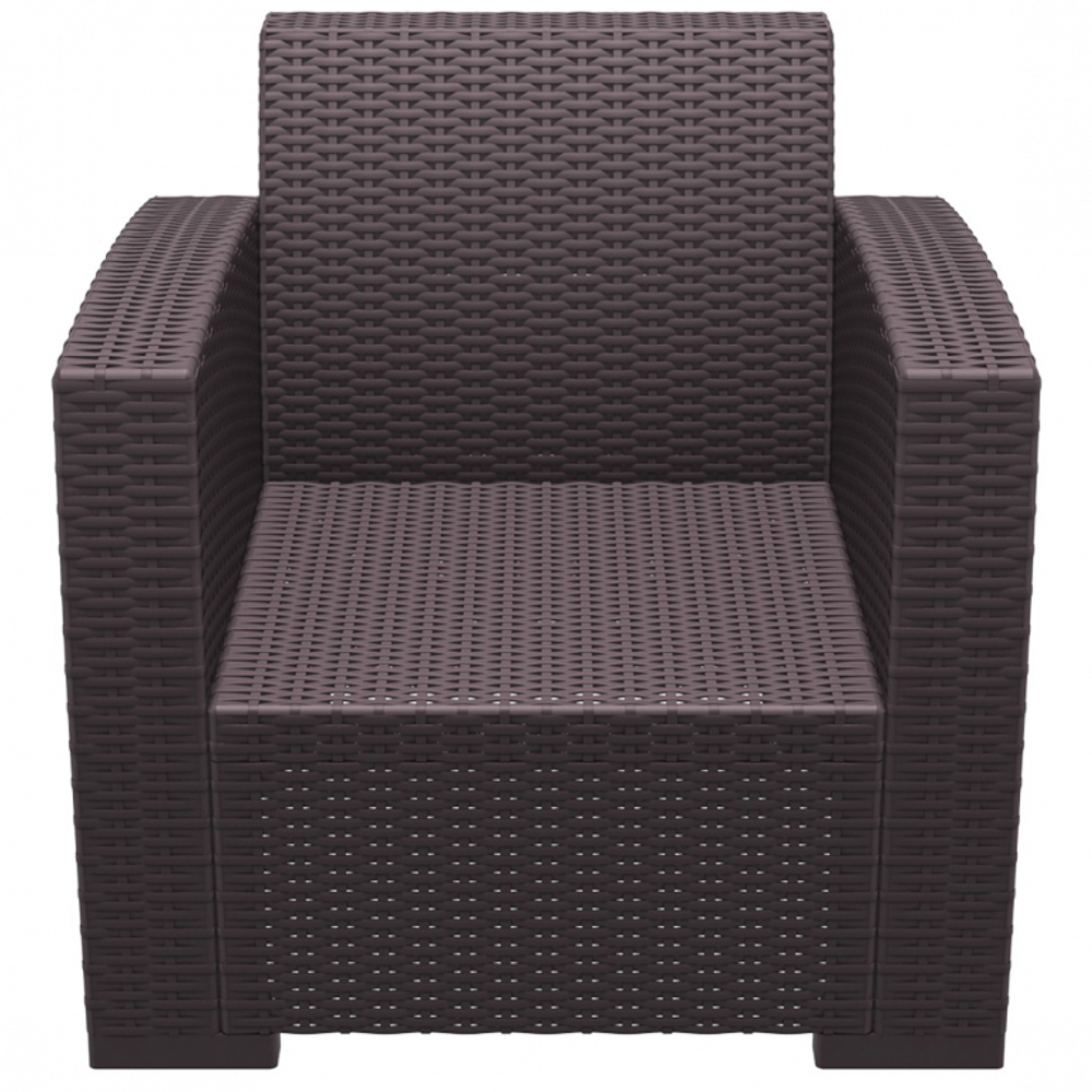 Кресло пластиковое плетеное с подушками Siesta Contract Monaco Lounge, коричневый