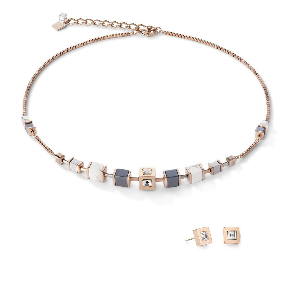 Колье Coeur de Lion Rose Gold 5051/10-1620 цвет белый, черный, прозрачный, золотой