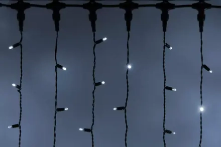 Светодиодный занавес 1000 холодных белых LED ламп, 2*6 м., статика, черный провод ПВХ, Teamprof (TPF-C2*6-CB/W)