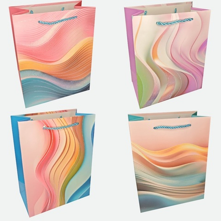 Пакет подар. бумажн. 31*40*12 см 210 гр/м2 Pink Wave, 4 дизайна