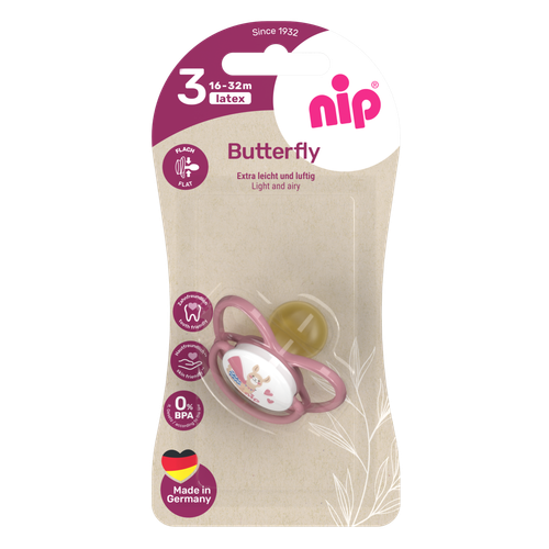NIP Соска пустышка, латекс, размер 3 "Butterfly" Лама (16-32 мес) 1 шт
