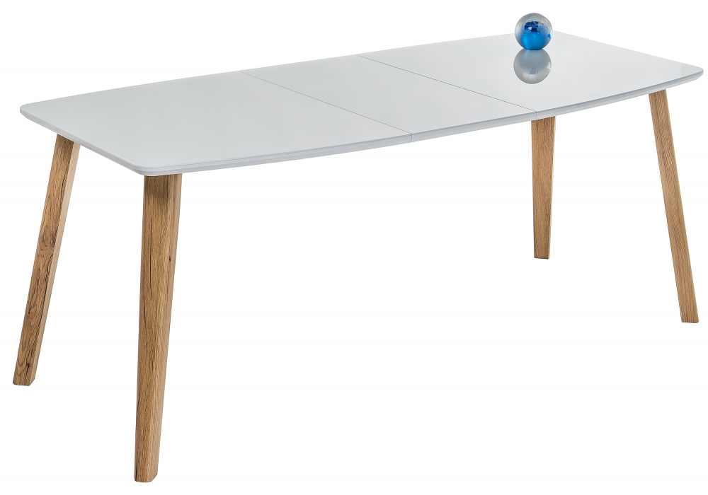 Стол стеклянный Woodville Серсея белый, дуб монтана