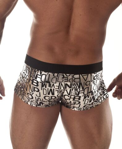 Серебристые трусы-хипсы с черными буквами (Размер: XL) (Цвет: серебристый)