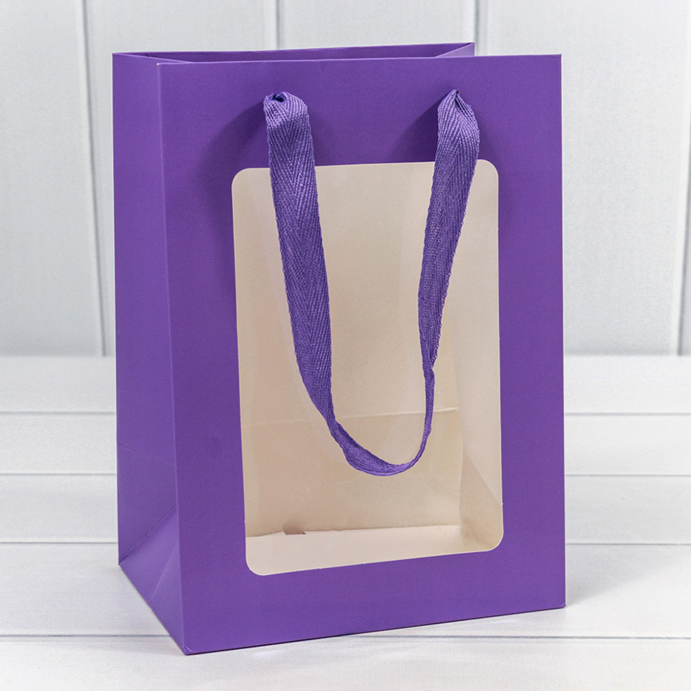 Пакет подарочный 18х25х13см с окошком (Сиреневый)