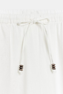 ZARA БРЮКИ ПРЯМОГО КРОЯ ИЗ СМЕСОВОГО ЛЬНА, БЕЛЫЙ