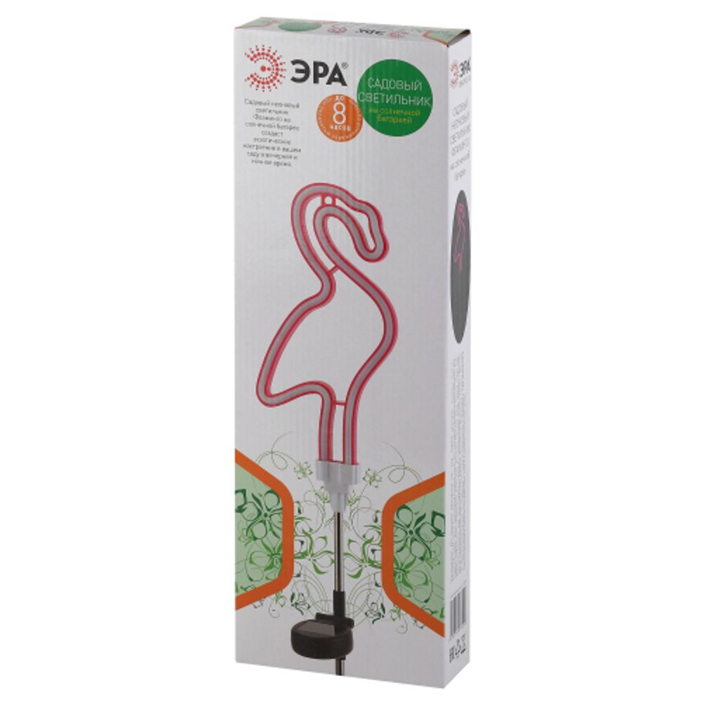 ERASF012-30 ЭРА Садовый неоновый светильник Фламинго на солнечной батарее