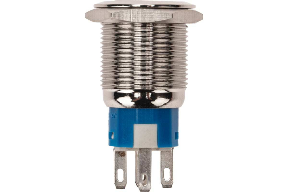 Антивандальная кнопка REXANT ø19, 12в, led, с фиксацией, 5с, off-on/on-off, красная подсветка 36-3420