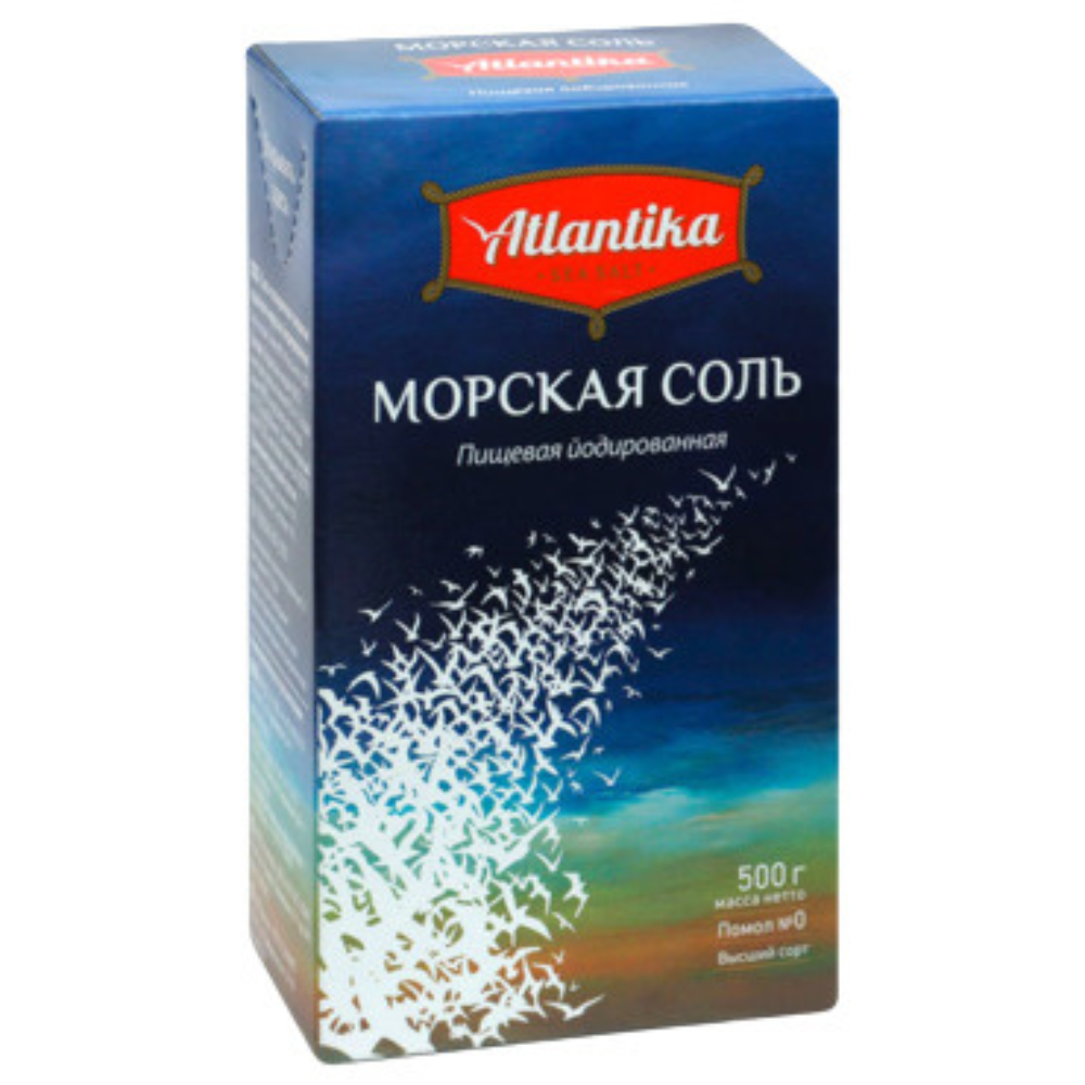 Соль Atlantika пищевая морская 500 гр