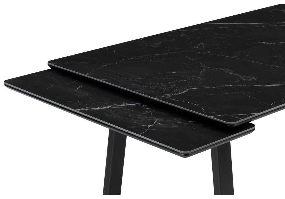 Керамический стол Woodville Джек 140(200)х80 черный мрамор shakespeare black, черный, ножки черные