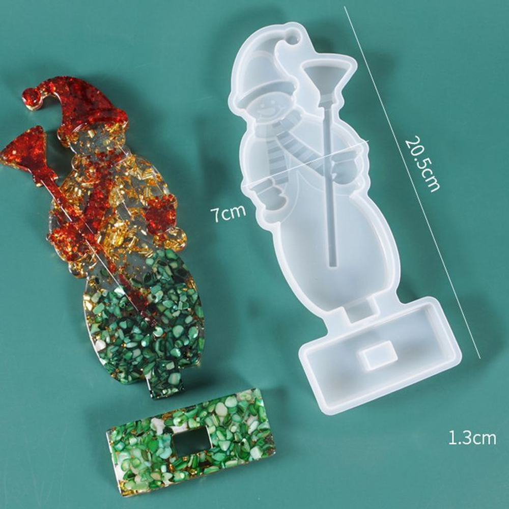 Силиконовый молд  «Снеговик  с подставкой»  (размер формы 20.0*7.0 см)