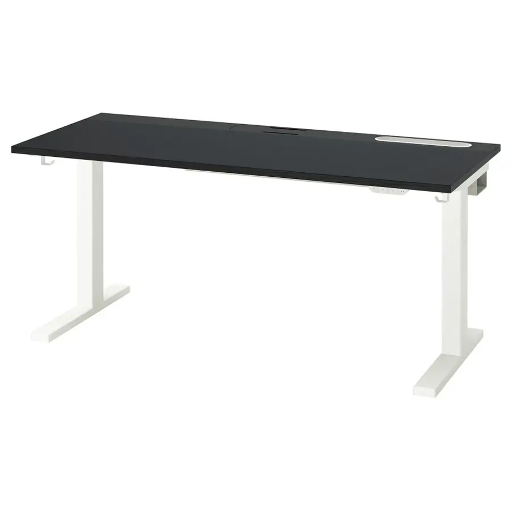 Письменный стол с регулировкой по высоте - IKEA MITTZON/МИТТЗОН ИКЕА, 140х80х62-126 см, белый/черный