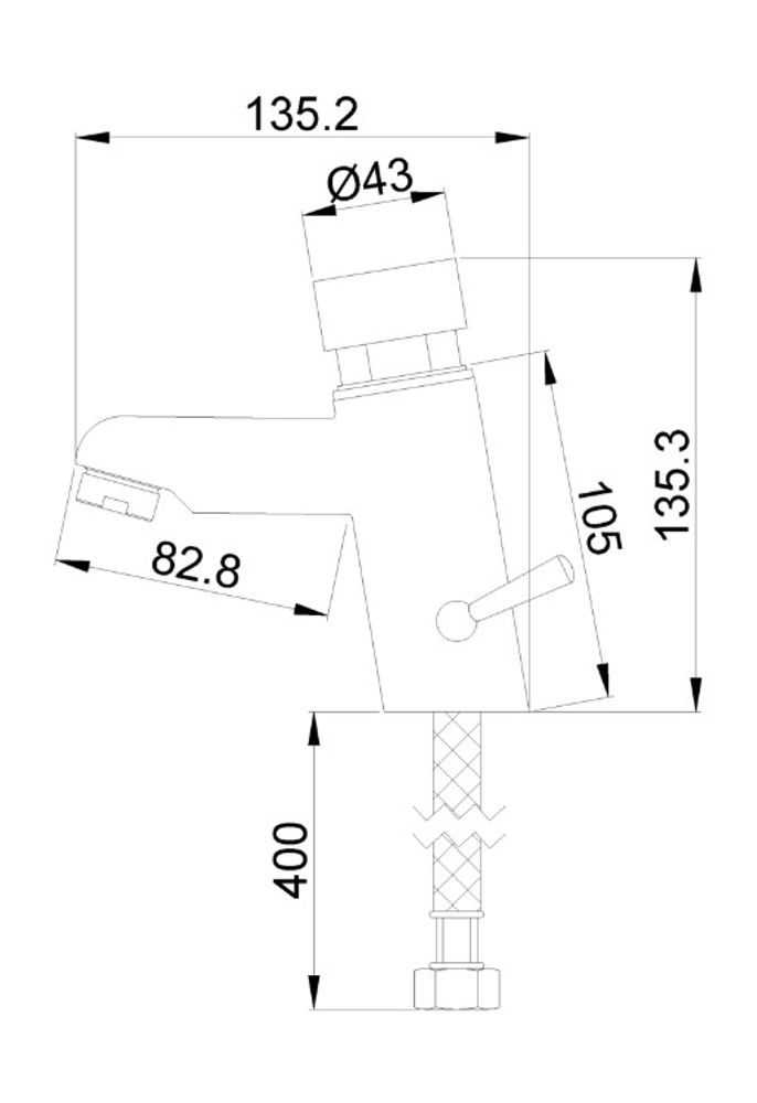 Смеситель с кнопкой и таймером для раковины или столешницы латунь PROTEMP 07420M.N глянцевый