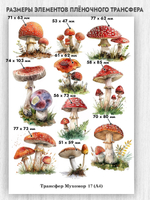 Трансфер для декупажа переводной рисунок для поверхностей мухомор 017