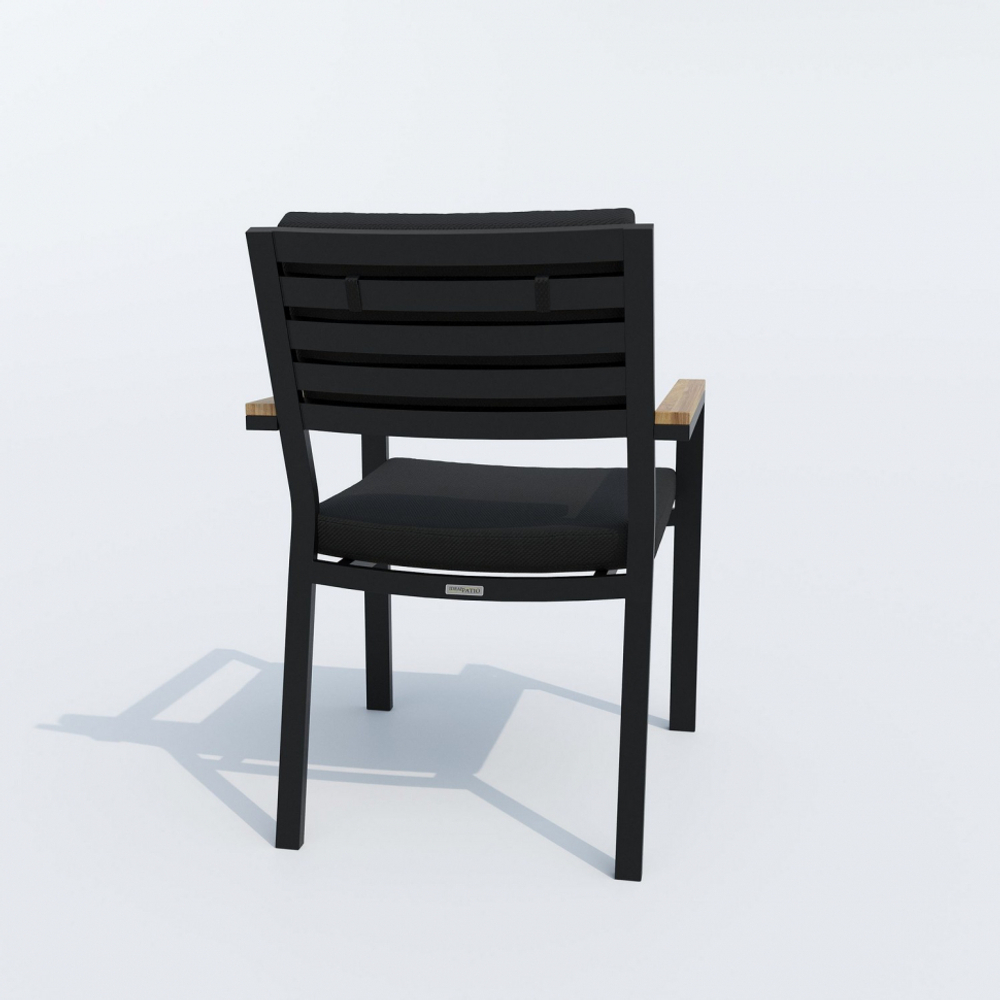 Обеденная группа Ideal Patio ТЕЛЛА  БОНТА каркас карбон, стол тик 200, ткань черная