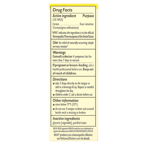 Bach, Original Flower Remedies, Cerato, 10 мл (0,35 жидк. унции)