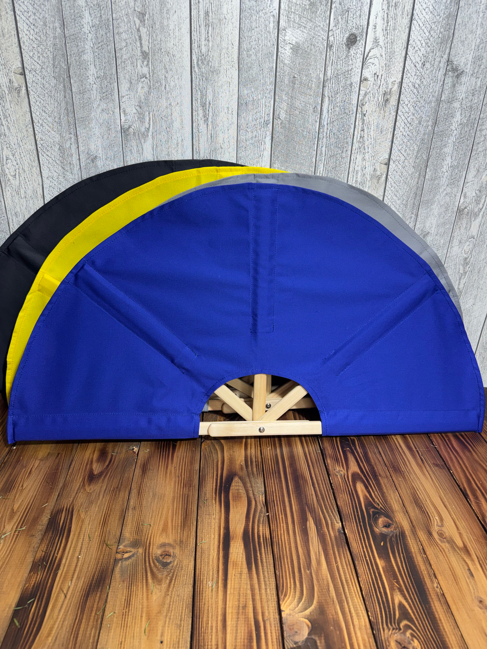 Веер для бани и сауны, опахало (сосна) синий