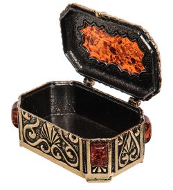 Народные промыслы AM-3268 Шкатулка «Ларец» (латунь, янтарь)