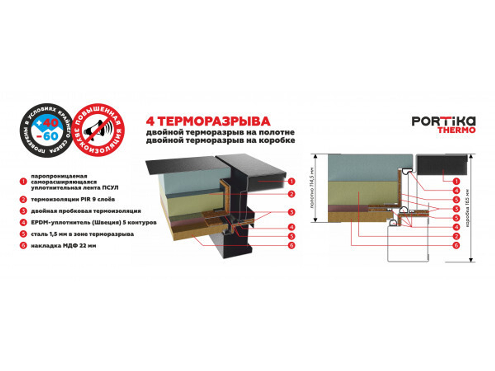 Дверь входная Porta T-4 403/К42 Букле Графит/Alaska/Nardo Grey (терморазрыв)