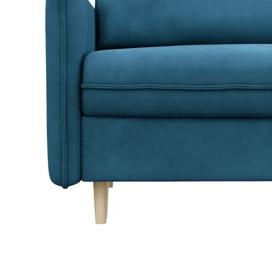 СКАНДИ Диван тканевый прямой синий