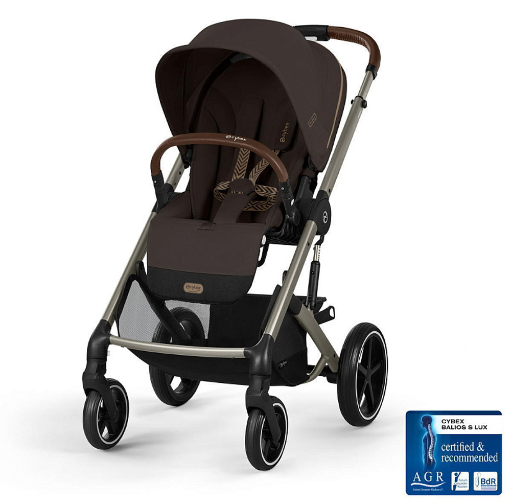 Коляска Cybex Balios S Lux TPE complete Aton B2 Volcano Black 3 в 1 Chocolate Brown с дождевиками
