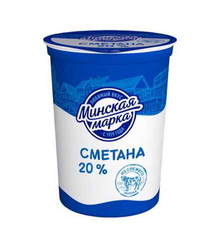 Сметана "Минская марка" 20% 380г. стакан Минск