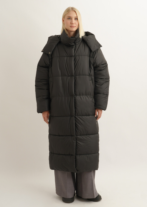 Пуховик Unisex со съемным капюшоном, черный