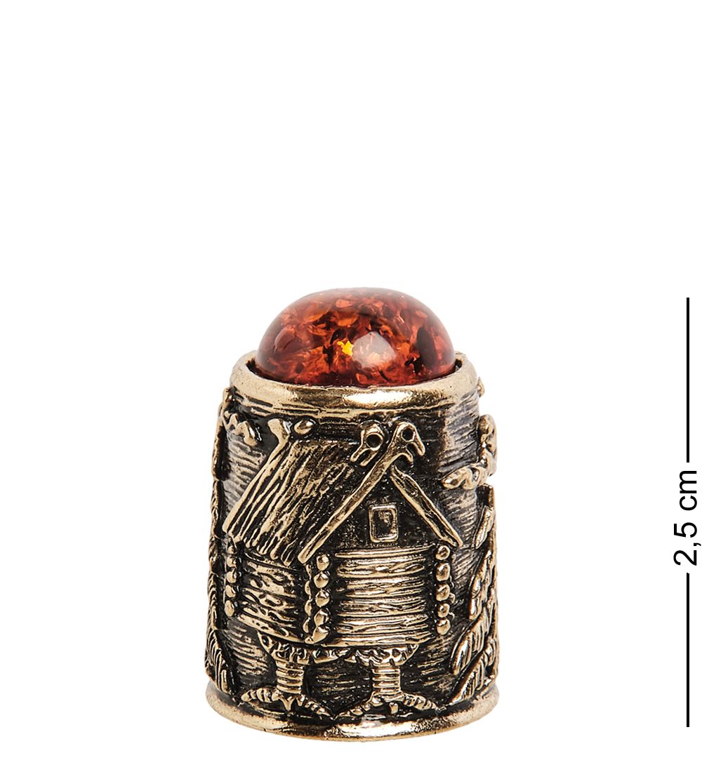 AM-1446 Наперсток «Избушка Бабы Яги» (латунь, янтарь)
