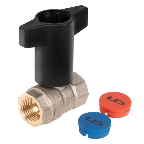 Кран шаровой латунный LD Pride47.15.В-В.ТРДу15Ру40,вн-вн,(Т-рук),(Red+Blue)