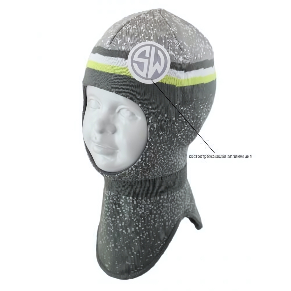 Шапка-шлем д/мал SILUAN р.50-52 сер (SelfieWork) 420481/3