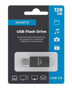 Карта памяти Maxvi USB MP 128GB black (FD128GBUSB20C10MP)