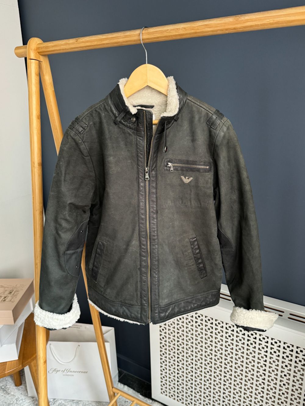 Утепленная кожаная куртка Armani Junior, 152